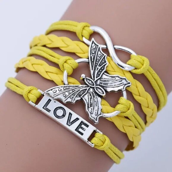 Vintage Leather Wrap Bracelet w/ Love Letter & Butterfly Charm - Picture 8 of 8